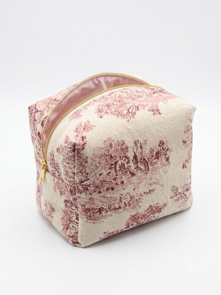 Trousse compatible Dyson Airwrap™ — Modèle Toile de Jouy Framboise x Rose Pastel