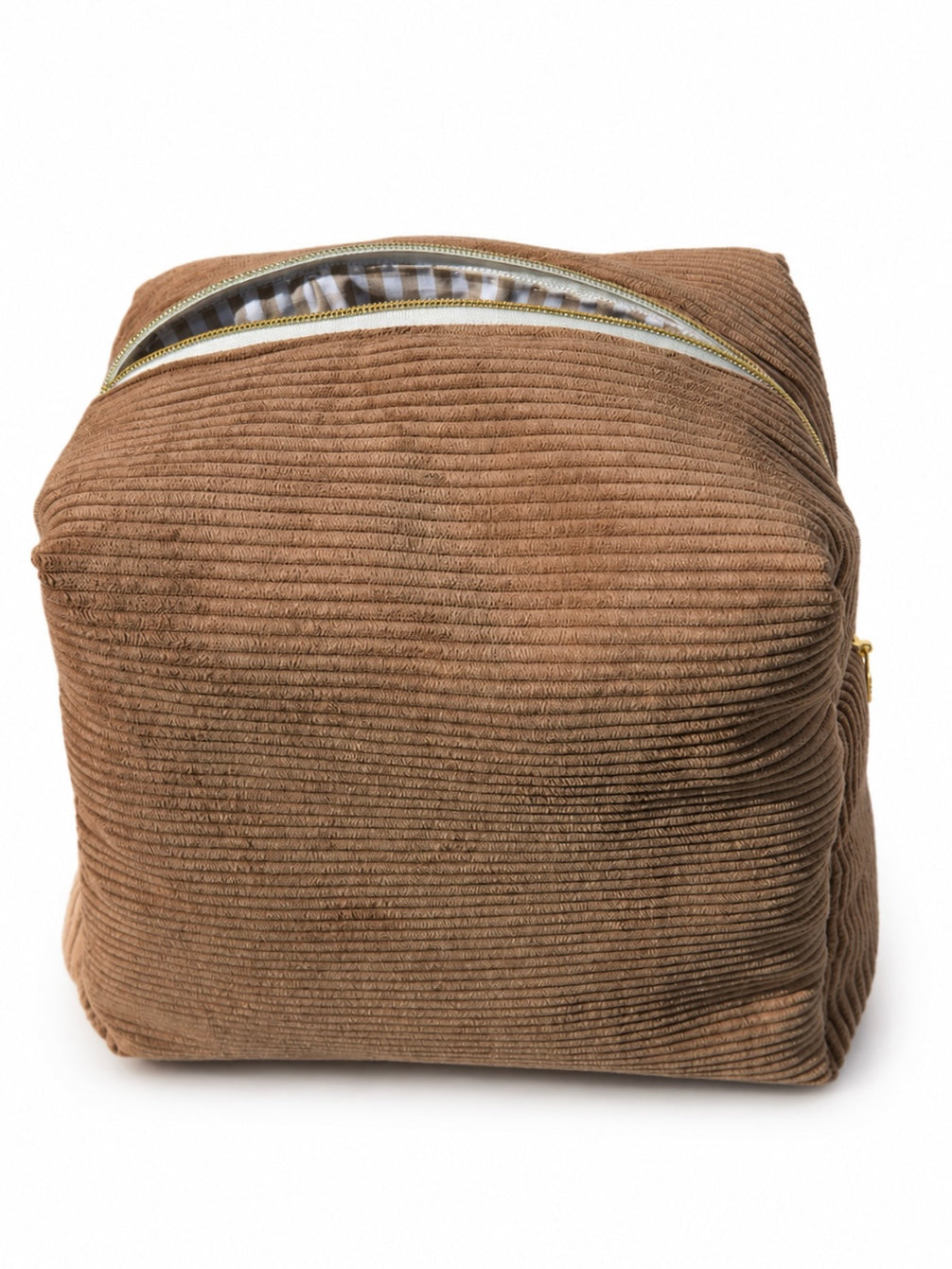 Trousse compatible Dyson Airwrap™ — Modèle Côtelé Cappuccino x Vichy Beige