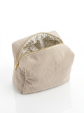 Trousse de toilette (L) - Modèle Côtelé Beige x Floral