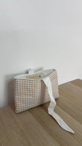 Pochette Protège Livre / Liseuse - Format Broché - Mini Vichy Blanc I Crème x Noeud