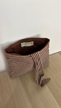 Pochette Protège Livre / Liseuse - Format Broché - Mini Vichy Marron I Beige x Uni Marron