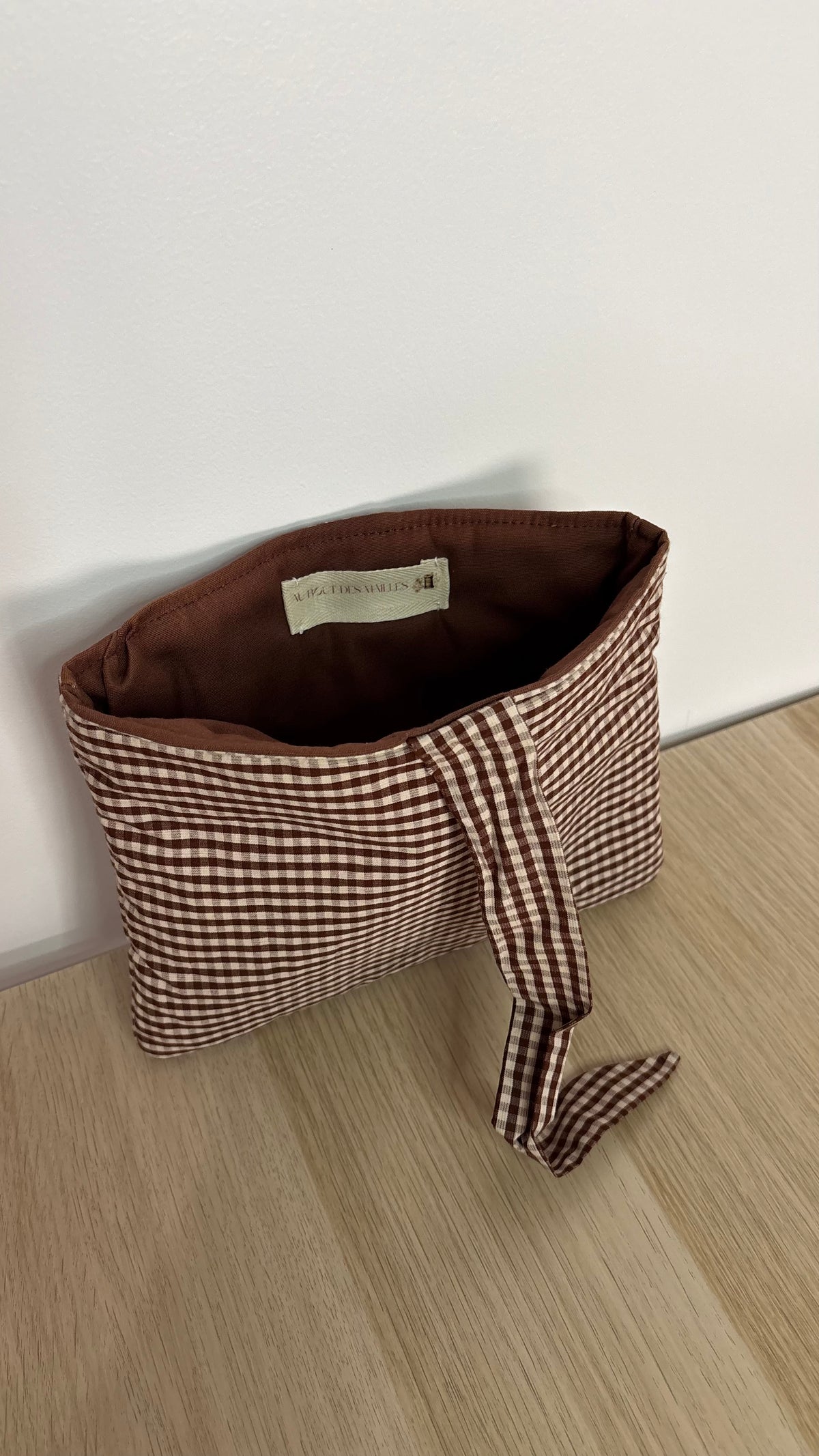 Pochette Protège Livre / Liseuse - Format Broché - Mini Vichy Marron I Beige x Uni Marron