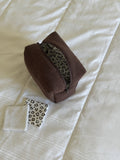 Trousse de toilette (M) - Modèle Marron Rayé x Léopard