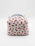 Trousse de toilette (M) - Modèle à Motifs Cerises x Bleu Pastel