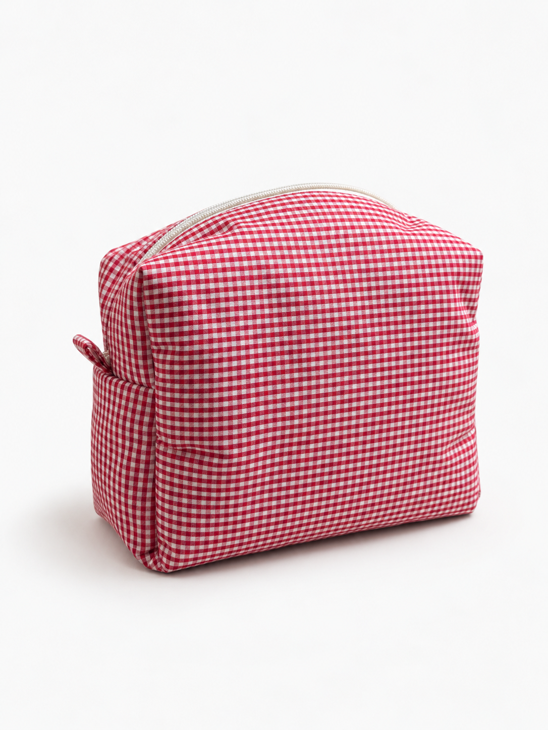 Trousse de toilette (L) - Modèle Mini Vichy Rouge I Blanc x Motifs Fraises