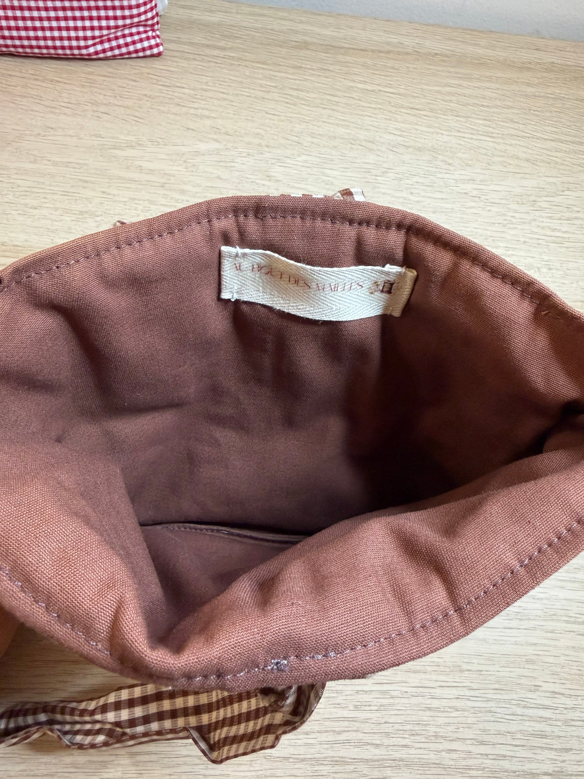 Pochette Protège Livre / Liseuse - Format Broché - Mini Vichy Marron I Beige x Uni Marron