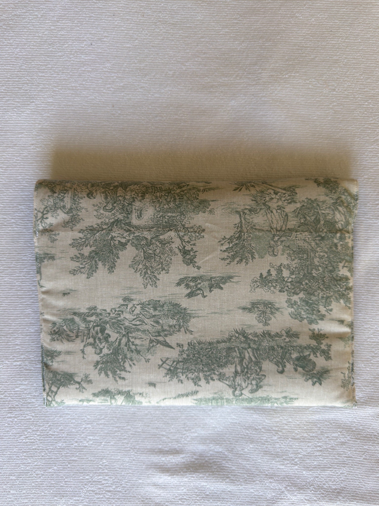 Housse d'ordinateur - Format 13' - Modèle toile de Jouy vert sauge