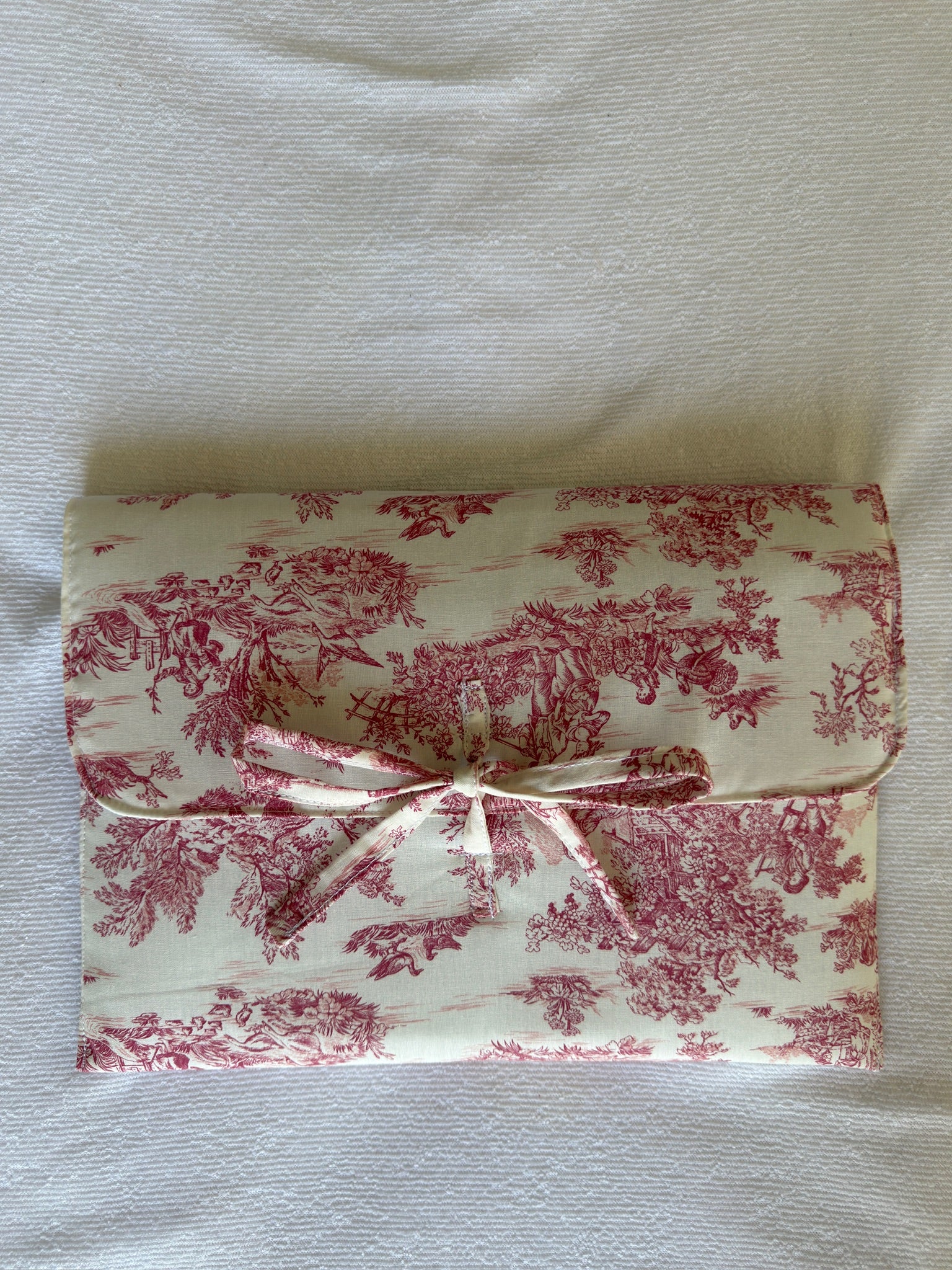 Housse d'ordinateur - Format 13' - Modèle toile de Jouy rose