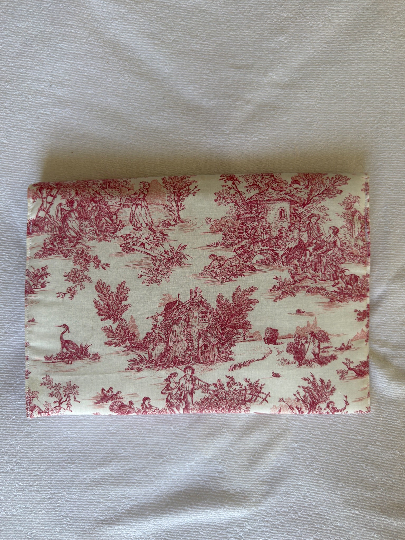 Housse d'ordinateur - Format 13' - Modèle toile de Jouy rose