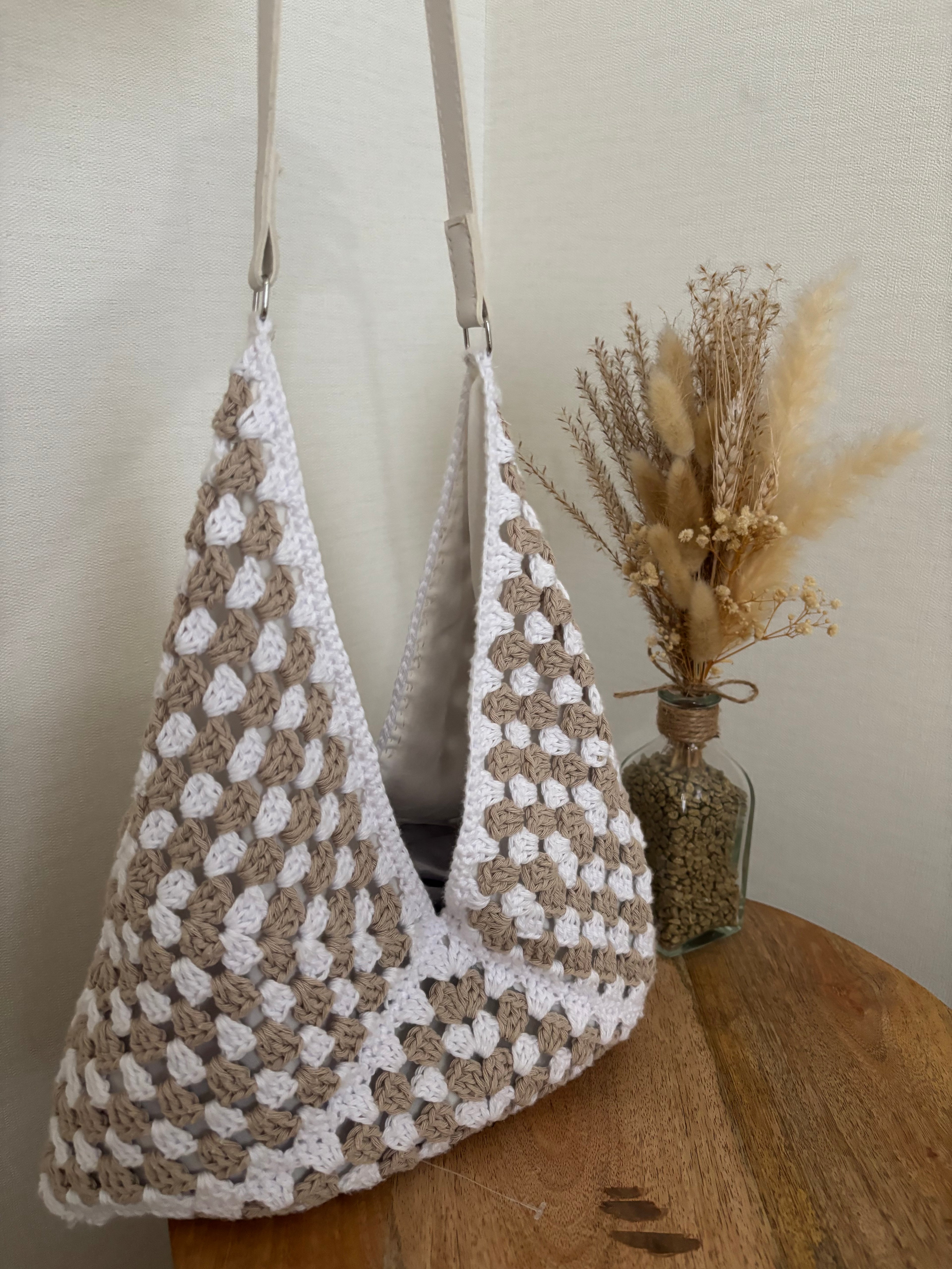 Sac Épaule - Granny Beige/Blanc