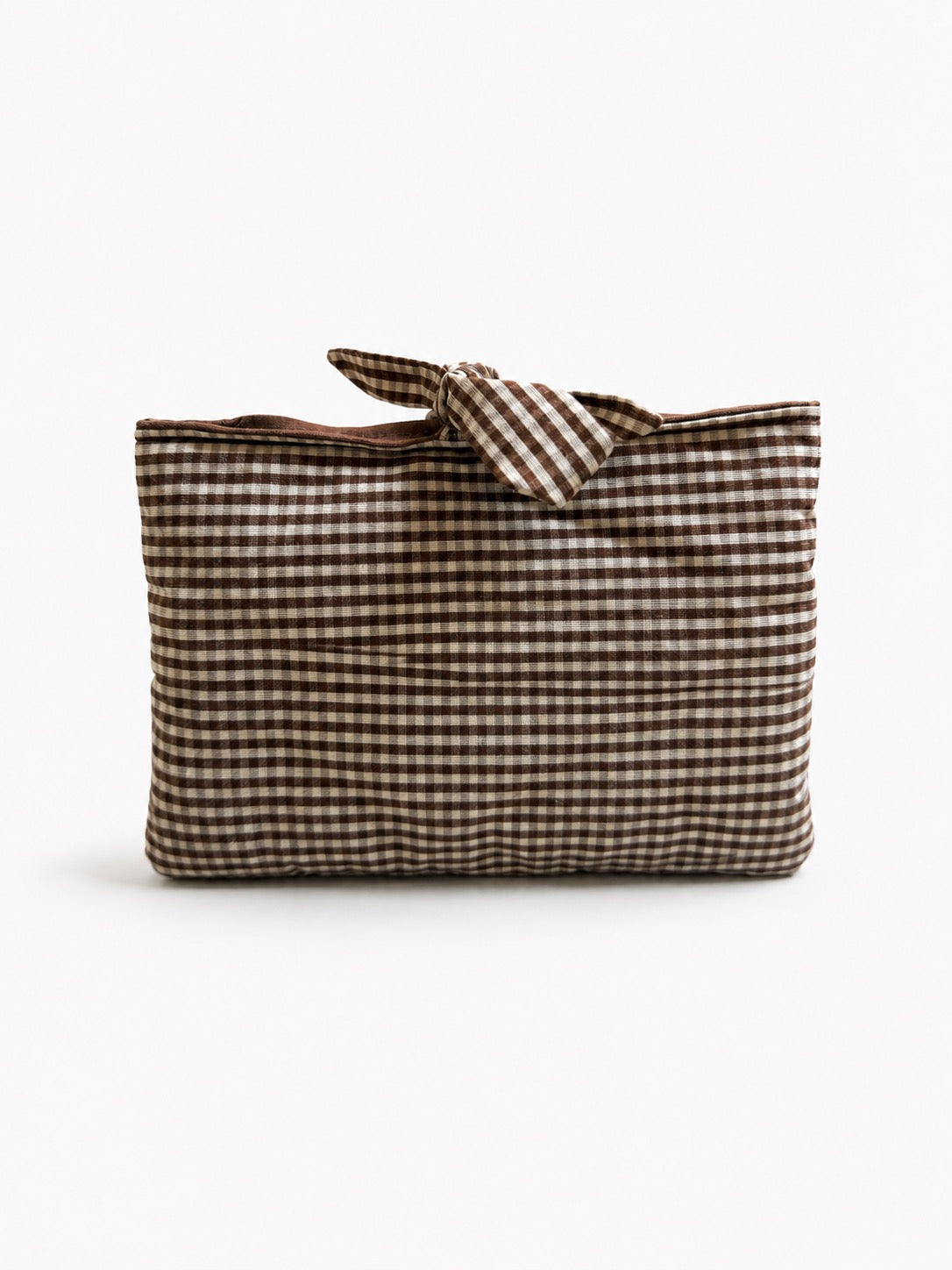 Pochette Protège Livre / Liseuse - Format Broché - Mini Vichy Marron I Beige x Uni Marron